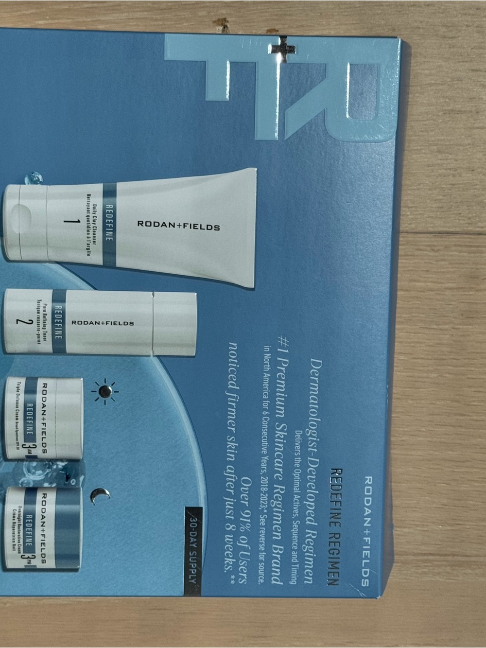 Rodan + Fields REDEFINE Skincare Set in Blue and White Packaging